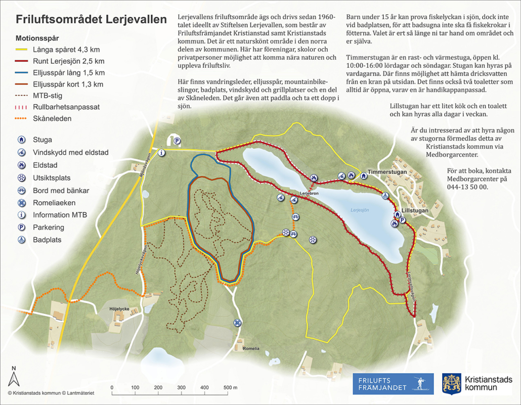 Karta över friluftsområdet Lerjevallen 231005