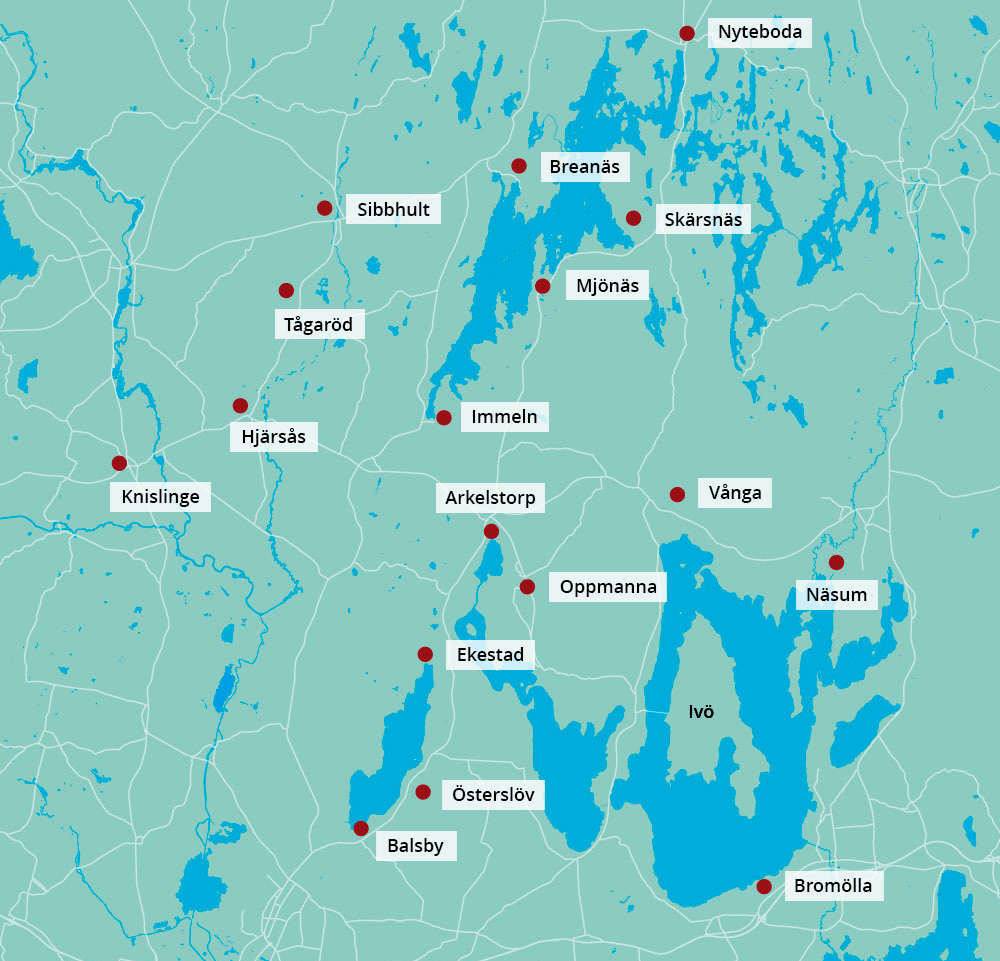 Karta över Sjöriket Skåne